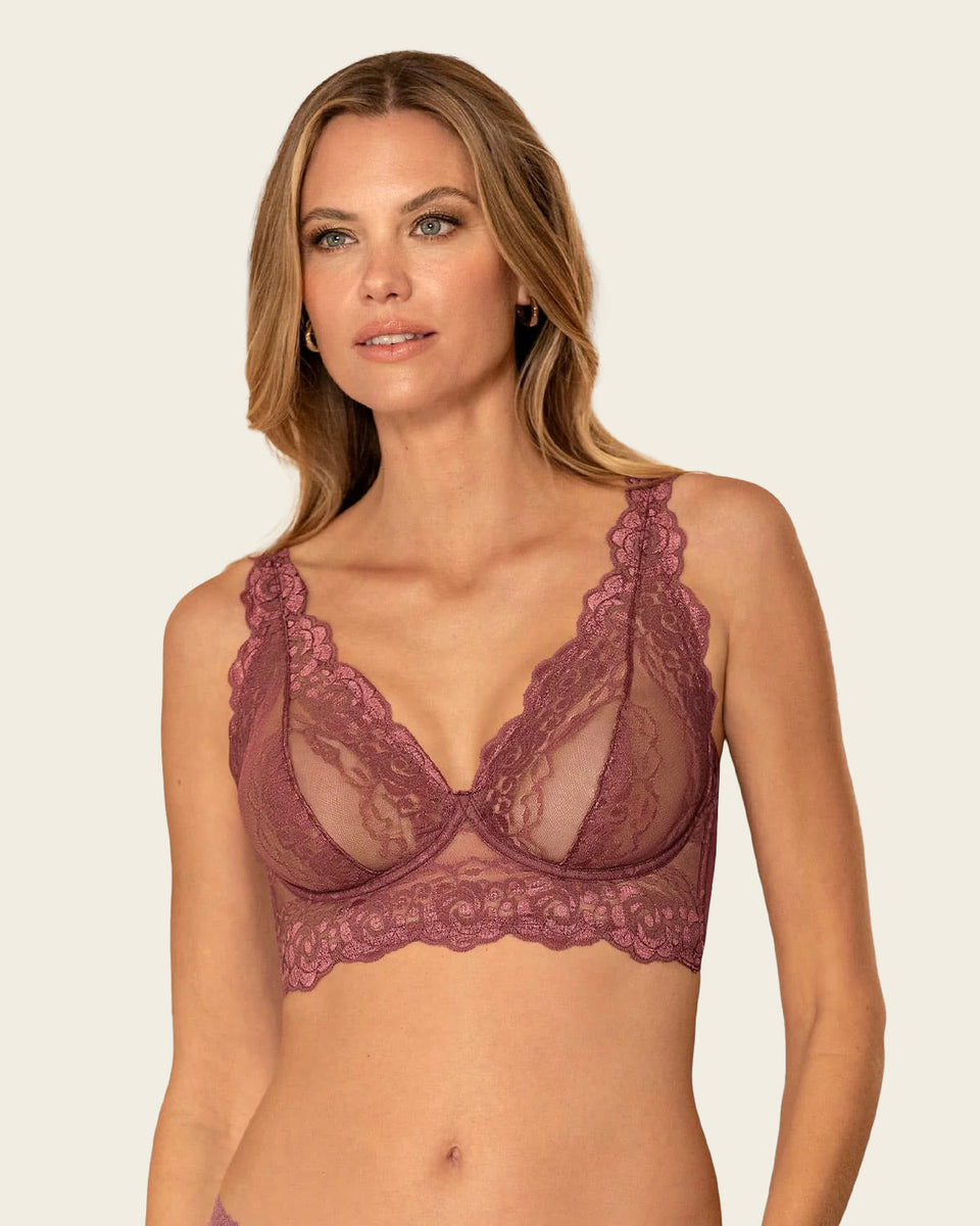 Sujetador tipo bralette en encaje y transparencias