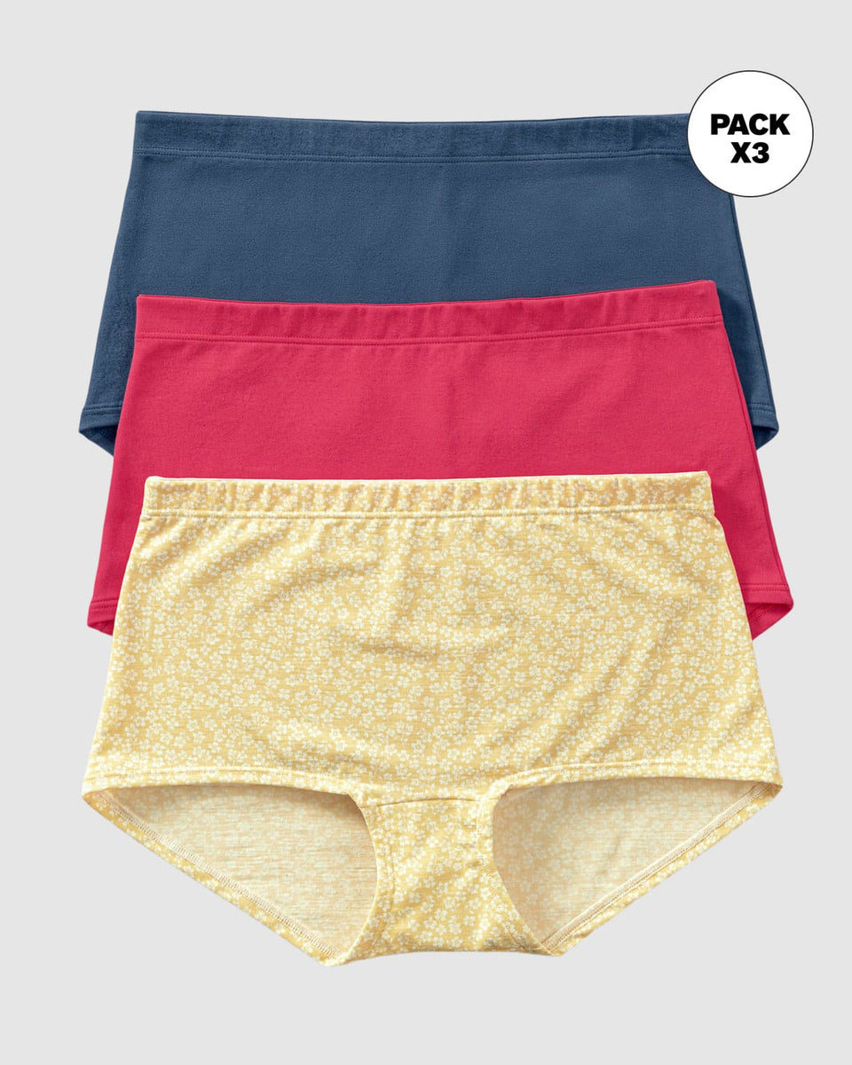 3 bóxers en algodón elástico con buen cubrimiento