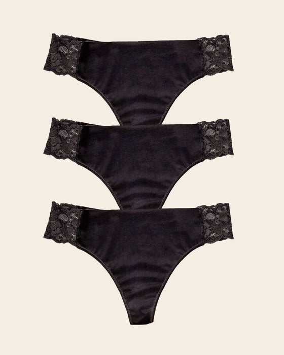 Paquete x 3 tangas invisibles con toques de encaje en laterales#color_700-negro