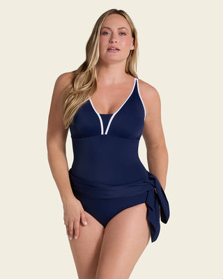 Bañador con falda multiusos y control suave en abdomen#color_509-azul