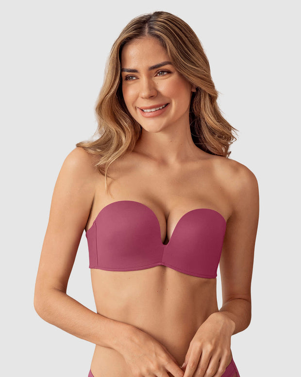 Sujetador sin tirantes antigravedad de push up alto sin aro#color_a80-fucsia-medio