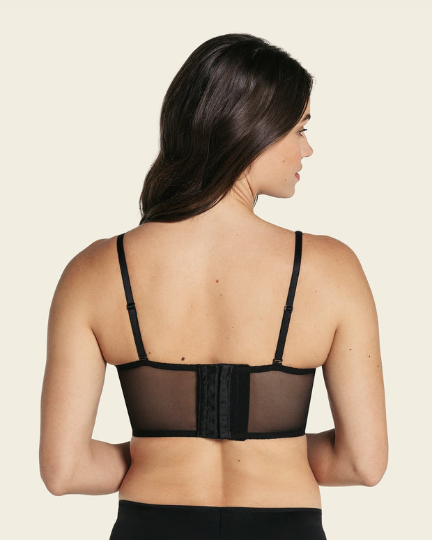 Sujetador tipo bralette en encaje y transparencias#color_700-negro