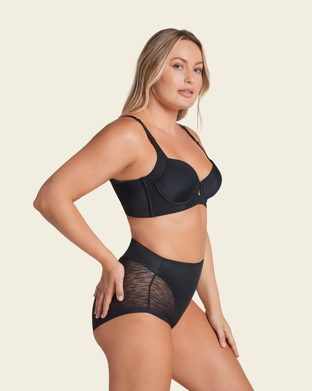 Sujetador de push up suave y cubrimiento alto en sisa y espalda Cover Bra#color_700-negro