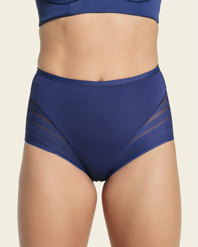 Braga faja clásica con control moderado de abdomen y bandas en tul#color_536-azul-oscuro