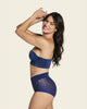 Braga faja clásica con control moderado de abdomen y bandas en tul#color_536-azul-oscuro