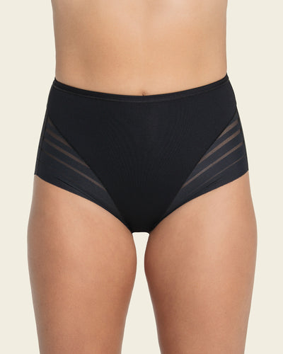 Braga faja clásica con control moderado de abdomen y bandas en tul#color_700-negro