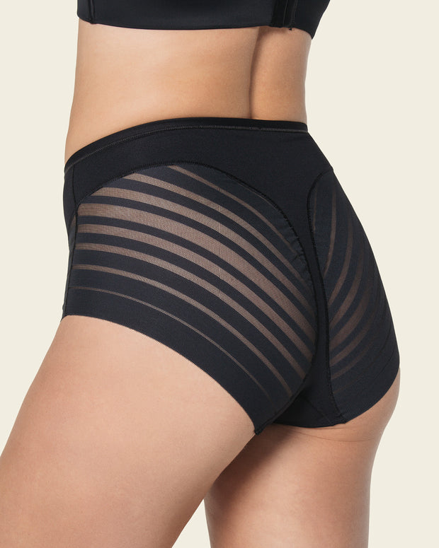 Braga faja clásica con control moderado de abdomen y bandas en tul#color_700-negro