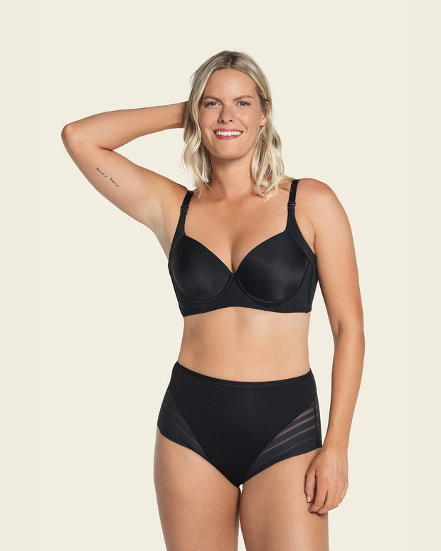 Braga faja clásica con control moderado de abdomen y bandas en tul#color_700-negro