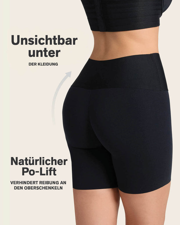 Short de control moderado aspecto invisible con fajón antideslizante#color_700-negro