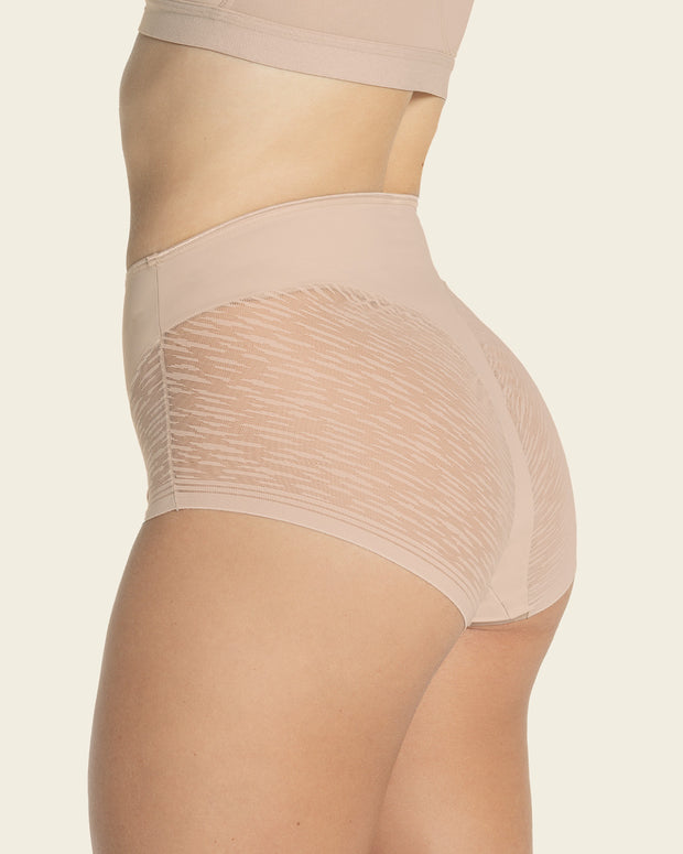 Braga faja clásica invisible con transparencias en glúteos y laterales#color_802-beige