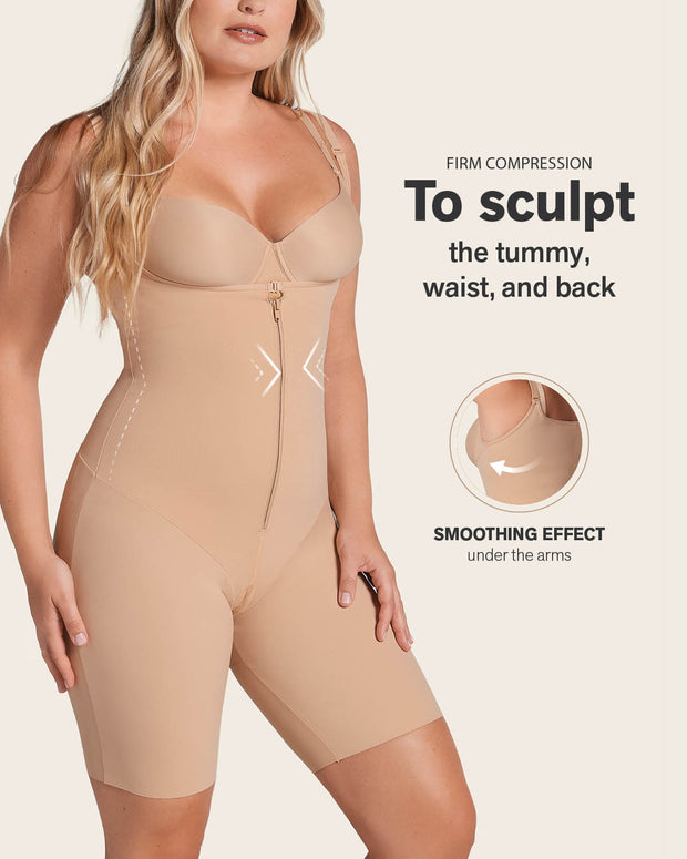 Body de control fuerte en abdomen con efecto levanta glúteos#color_801-habano-claro