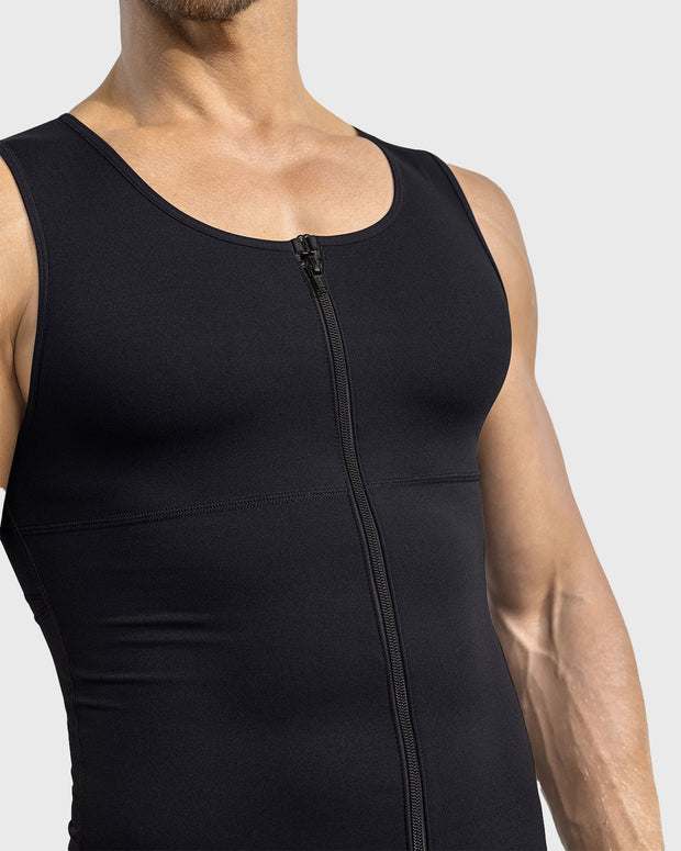 Chaleco de compresión con doble capa de tela en abdomen y espalda#color_700-negro
