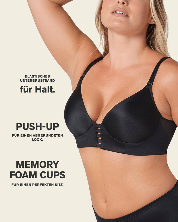 Sujetador memory bustier triangular de push-up alto y buen cubrimiento#color_700-negro