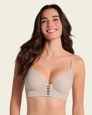 Sujetador memory bustier triangular de push-up alto y buen cubrimiento#color_802-habano-claro