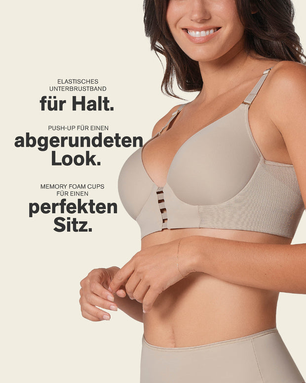 Sujetador memory bustier triangular de push-up alto y buen cubrimiento#color_802-habano-claro