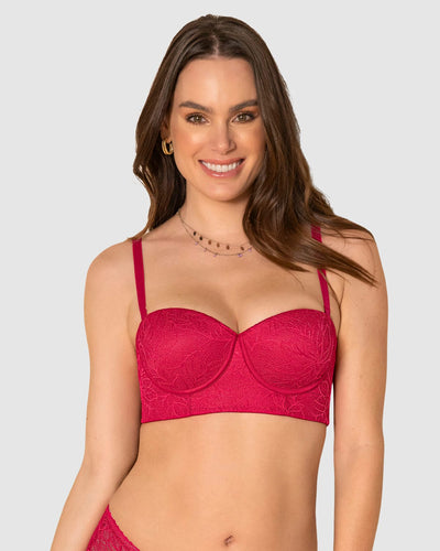 Sin tirantes bustier 360° de perfección en encaje#color_136-rojo