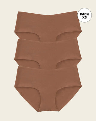 Paquete x 5 bragas hípster invisibles ultraplanas sin elásticos y de pocas costuras#color_640-habano-oscuro