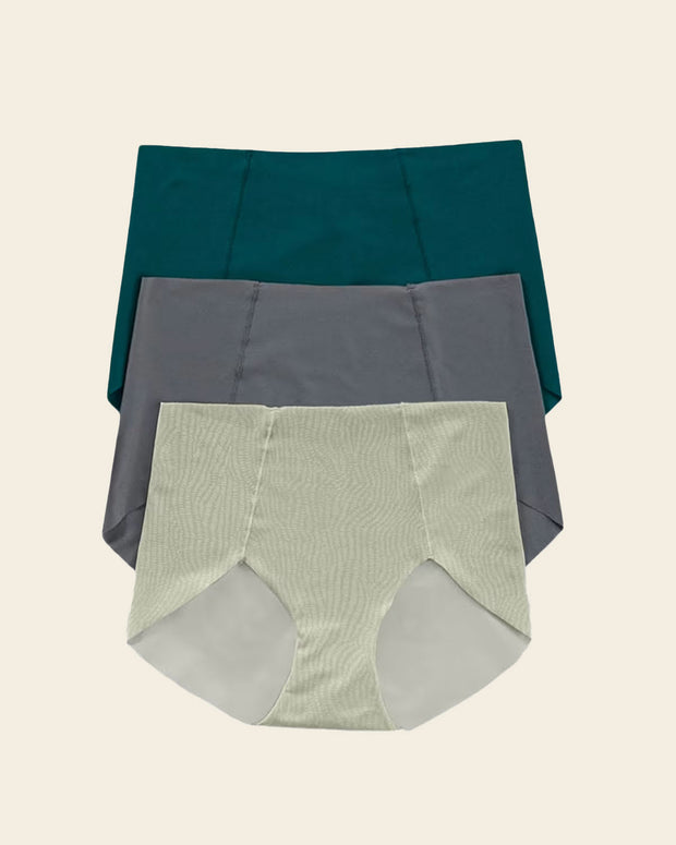 Paquete de 3 bragas en tela ultrafinas#color_s27-verde-claro-estampado-verde-gris