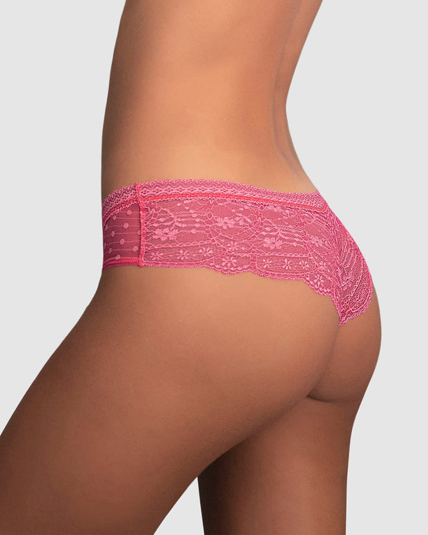 Paquete de 2 braguitas tipo culotte en encaje y blonda#color_s40-verde-rosado