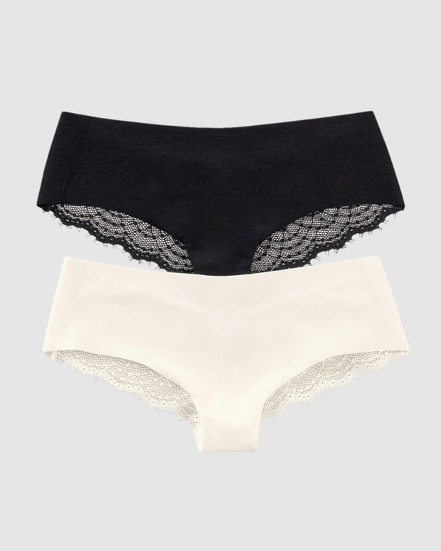 Paquete x 2 panties cacheteros descaderados con encaje#color_s39-perla-negro