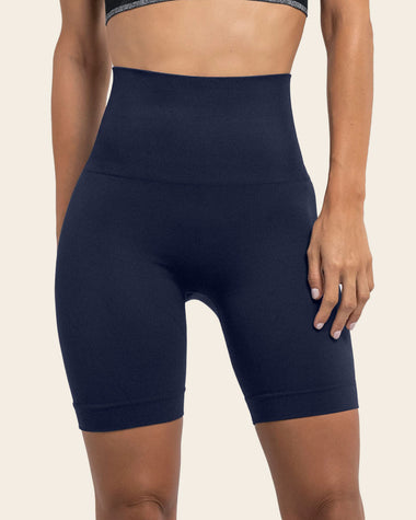 Short ciclista sin costuras con control suave de abdomen#color_588-azul-oscuro