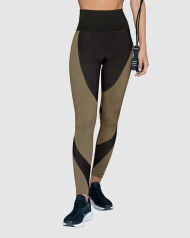 Legging deportivo sin costuras tiro alto#color_b15-taupe-negro