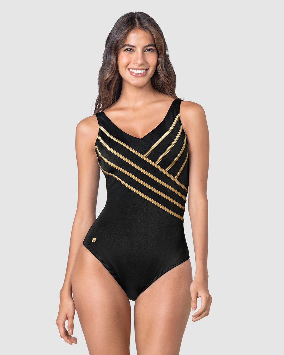 Bañador entero con costuras en contraste