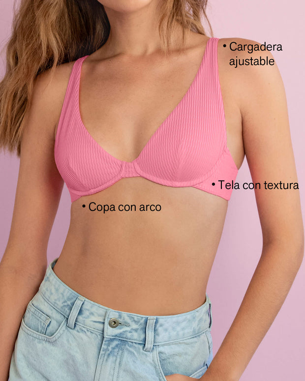 Bikini de escote profundo aro libre#color_376-rosado