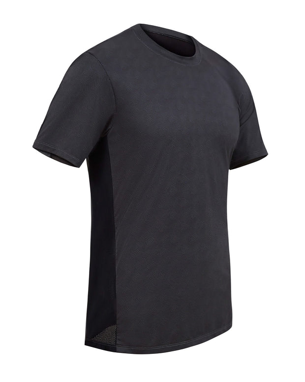 Camiseta tecnológica deportiva con mallas transpirables#color_798-estampado-ondas-gris