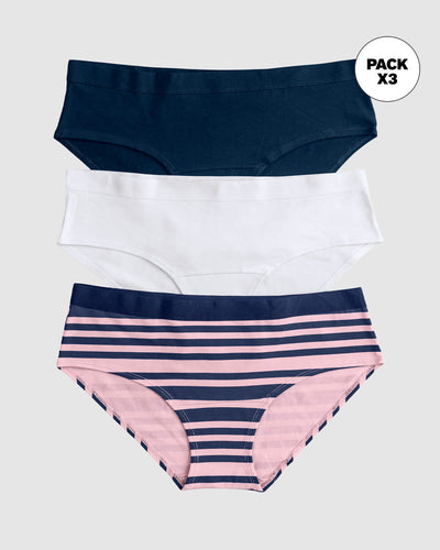 3 braguitas estilo culotte en algodón#color_s63-rayas-azul-blanco