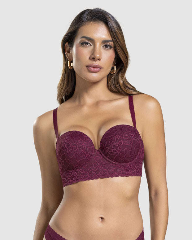 Sujetador balconet de encaje con push up incorporado#color_240-vino