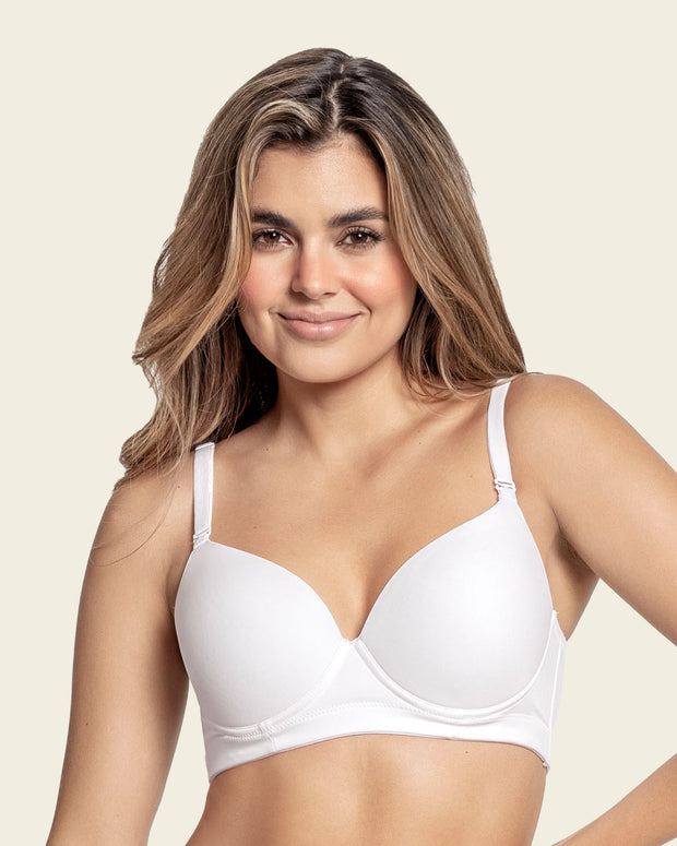 Sujetador triangular de push up medio y espalda ancha#color_000-blanco