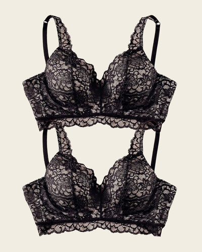 Paquete x 2 sujetadores en encaje ideales para pecho pesado Sexy Support#color_700-negro