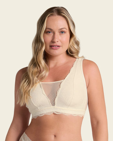 Bralette multiusos sexy siempre en encaje ideal para prótesis de mastectomía#color_253-marfil