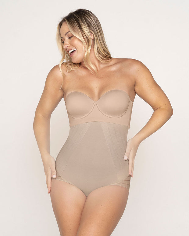 Braga faja pecho libre de control de abdomen invisible en piernas#color_802-habano-claro