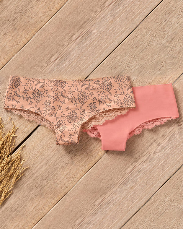 Paquete x 2 panties cacheteros descaderados con encaje#color_s29-rosa-medio-mandarina-estampado