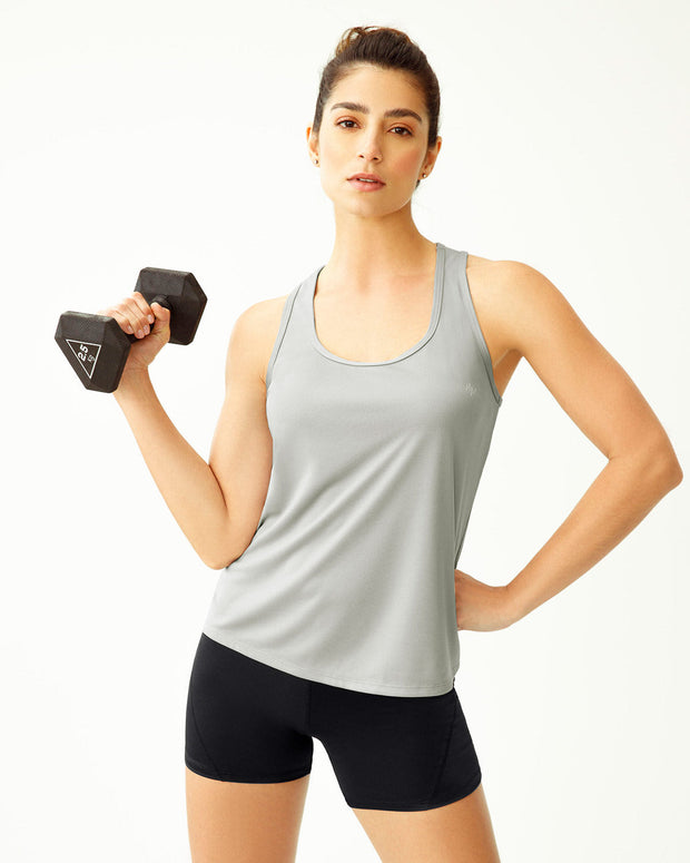 Camiseta deportiva de secado rápido y silueta semiajustada para mujer#color_710-gris