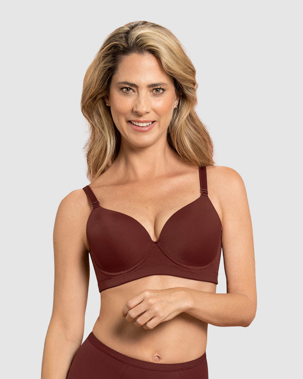 Sujetador triangular de push up medio y espalda ancha#color_a21-vino